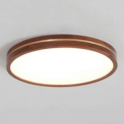 Round and Square Wood LED Flushmount Light with White Acrylic Shade for Bedroom