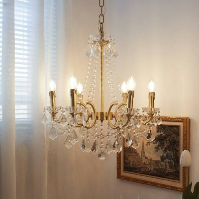 Contemporary Style Candle Shape Crystal Hanging Lamp Kit for Dining Room