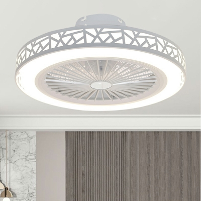 Contemporary Style Simple Round Shape LED Ceiling Fans Light for Living Room