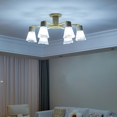 Modern Clear Glass Semi Flush Mount Light Fixture for Living Room