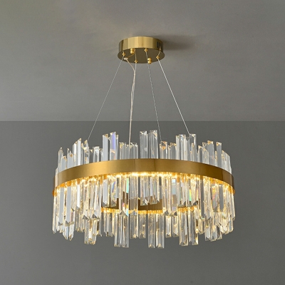 Modern Unique Shape 1 Light Crystal Ceiling Hung Fixtures in Gold for Dining Room