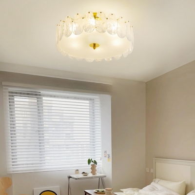 Round Modern Semi Flush Mount Ceiling Light Crystal for Living Room