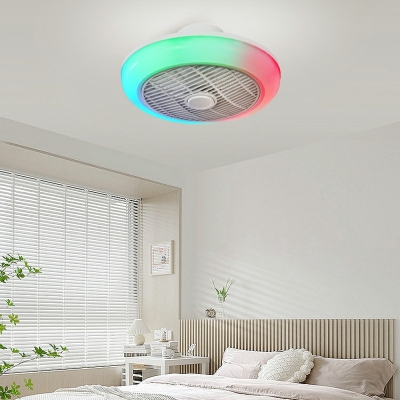 Simple RGB Ceiling Fans Lighting with Round Shape for Living Room