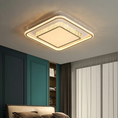 Single Tier Modern Flushmount Ceiling Fixture Crystal for Living Room