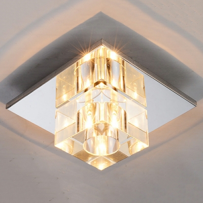 Square Modern Flush Mount Ceiling Light Fixture Crystal for Aisle