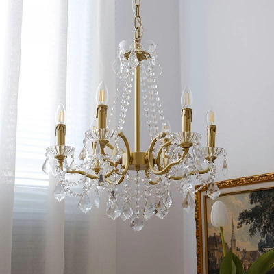Contemporary Style Candle Shape Crystal Hanging Lamp Kit for Dining Room