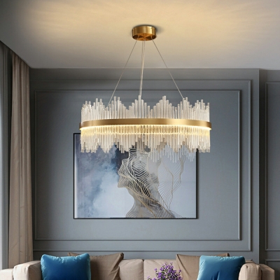 Contemporary Style Unique Shape Glass Chandelier Pendant Light for Living Room