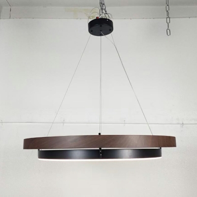 Modern Ring Shape 1 Light Metal Pendant Light Fixtures in Brown for Dining Room