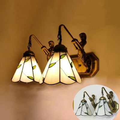 Multi-Color Glass Tiffany Vanity Lights with Flower and Dragonfly Patten