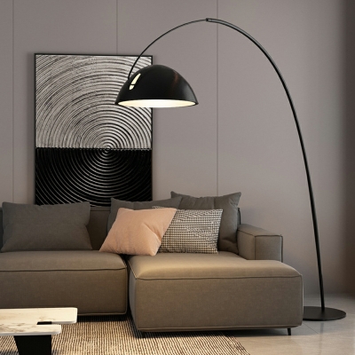 Contemporary Style Dome Shape Metal Floor Lamp in Black for Living Room
