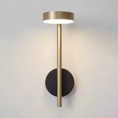 Cylinder Modern Wall Sconce Lights Gold Metal 1 Light for Bed Room
