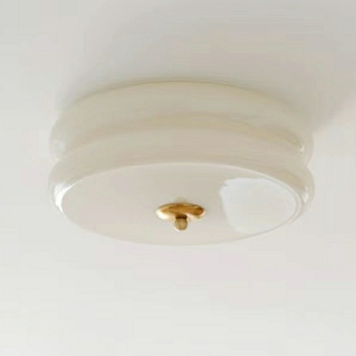 Drum Shape Glass Shade Integrated LED Flush Pendant Ceiling Light