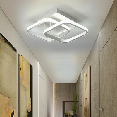 Modern Style Two Square Shape Metal Flush Ceiling Light for Living Room