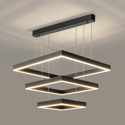 Modren Simple LED Adjustable Rectangle Chandelier Light for Living Room
