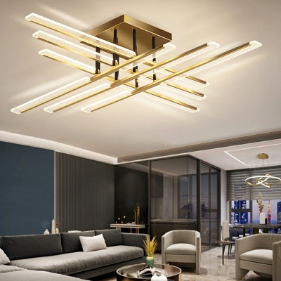 Strips Modern Flush Mount Ceiling Light Fixture Metal for Living Room