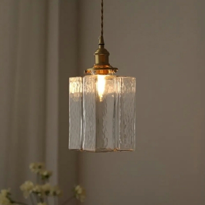 Cube Modern Hanging Light Fixtures Transparent Glass for Living Room