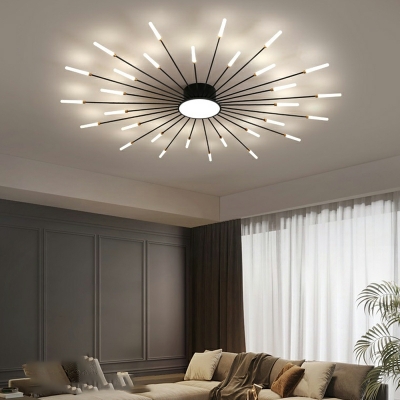 Linear Modern Flush Mount Ceiling Light Fixture Metal for Living Room
