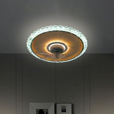 Modern Round Shape 2 Lights Acrylic Ceiling Fan Light for Living Room