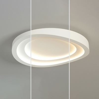 Modern Unique Shape Metal Flush Mount Light in White for Dining Room