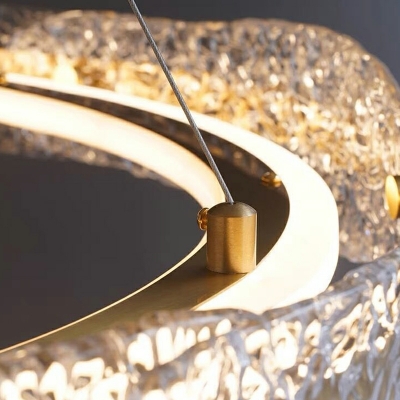 Ring Clear Glass Chandelier Pendant Light Modern for Living Room