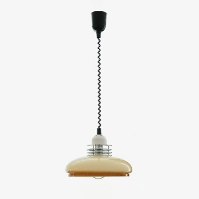 Beige Glass Modern Pendant Light Fixtures with Dome Shade for Living Room