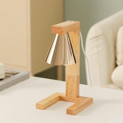 Contemporary Style Cone Shape Unique Wood Table Lighting for Bedroom