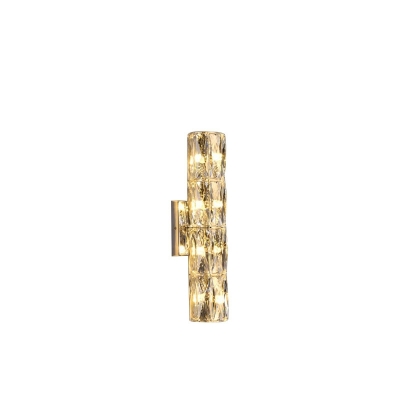 Cylinder Crystal Shade Wall Sconce Light Fixture Modern Style for Living Room
