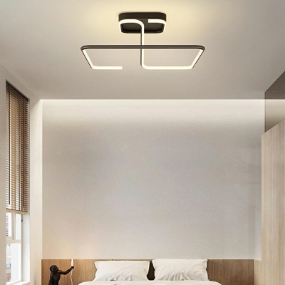 Geometric Frame Modern Semi Flush Mount Metal for Living Room