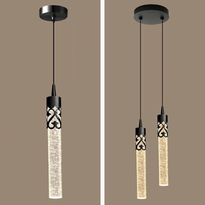 Linear Bubble Crystal Modern Hanging Pendant Lights with Round Canopy