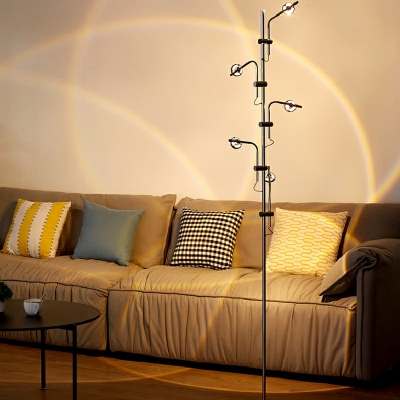 Modern Metal Arched Floor Lamp Silver Multi-Lights for Living Room