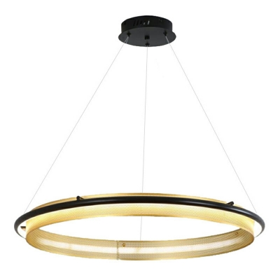 Ring Shape 1 Light Metal Pendant Light Fixtures in Gold for Dining Room