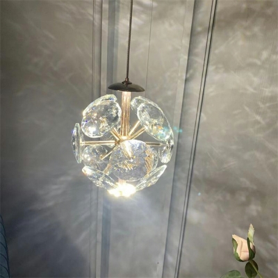 Unique Shape 1 Light Crystal LED Down Lighting Pendant for Dining Room
