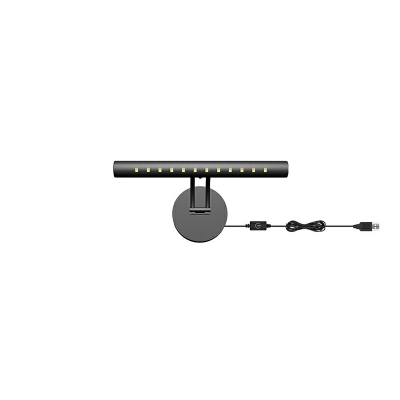 Black Metal Contemporary LED Vanity Lights with USB Plug-In and Round Canopy