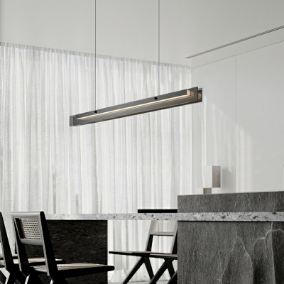 Modern Line Shape 1 Light Glass Island Pendant Lights for Dining Room