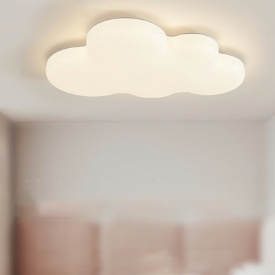 1 Light White Acrylic Cloud Shape Shade Contemporary Flush Mount Lighting