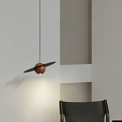 Globe Wood Pendant Lighting Fixture Modern 1-Light for Living Room