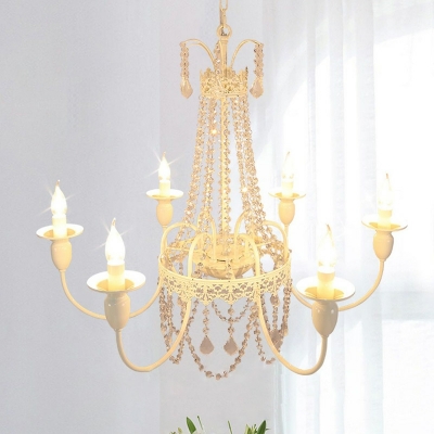 Modern Style Candle Shape Hanging Lamp Kit in White for Dining Room