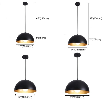 Modern Style Dome Shape 1 Light Metal Suspension Pendant for Dining Room