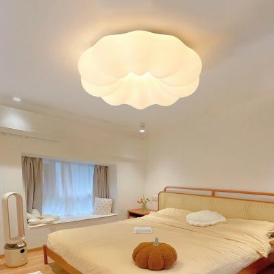 Simple Shape 1 Light Flush Ceiling Light Fixture in White for Dining Room