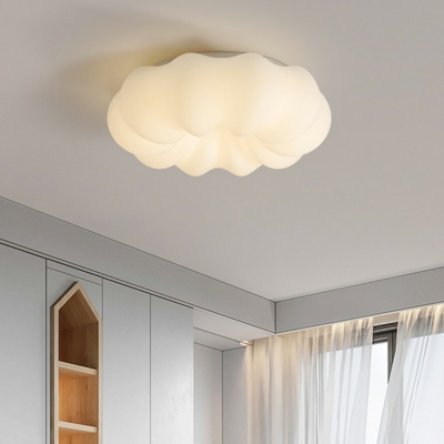 Simple Shape 1 Light Flush Ceiling Light Fixture in White for Dining Room
