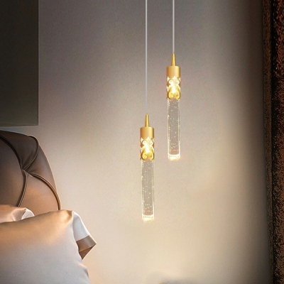 Linear Bubble Crystal Modern Hanging Pendant Lights with Round Canopy
