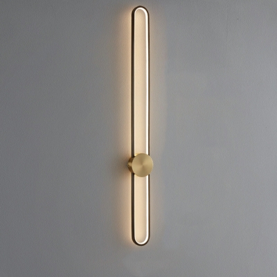 Oval Shape Wall Mounted Light Fixture in Black and Gold for Living Room