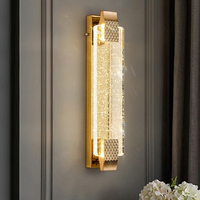 Rectangle Modern Wall Mounted Light Fixture Crystal for Living Room