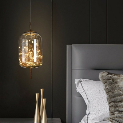 1-Light Glass Pendant Lighting Fixtures Modern for Living Room