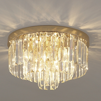 Cascading Flush Ceiling Light Fixture Modern Crystal for Living Room