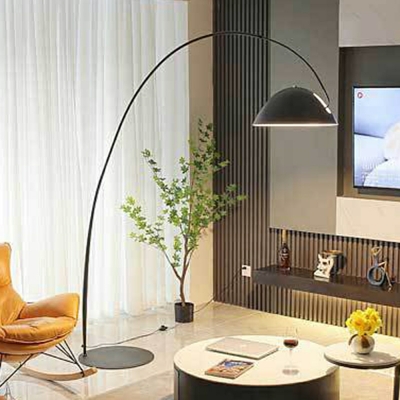 Contemporary Style Dome Shape Metal Floor Lamp in Black for Living Room