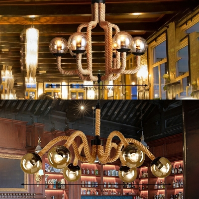 Industrial Unique Shape 6 Lights Metal Ceiling Hung Fixtures for Dining Room