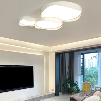Modern Unique Shape Metal Flush Mount Ceiling Lighting Fixture in White for Dining Room