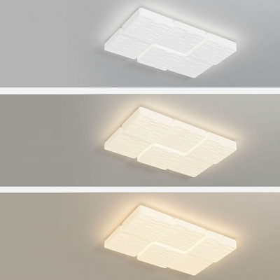 Rectangle Modern Flush Mount Ceiling Light Fixtures Plastic for Living Room