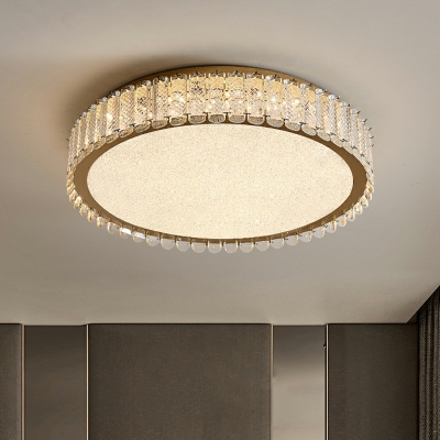 Round Modern Flush Mount Lighting Fixtures Crystal for Living Room